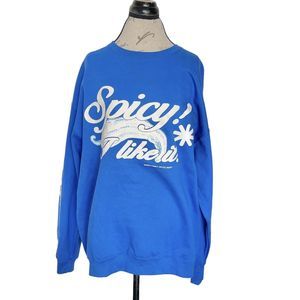 Justin Bieber Sweatshirt Sz XL Spicy X NYC  Blue Crewneck Screenprinted Graphic